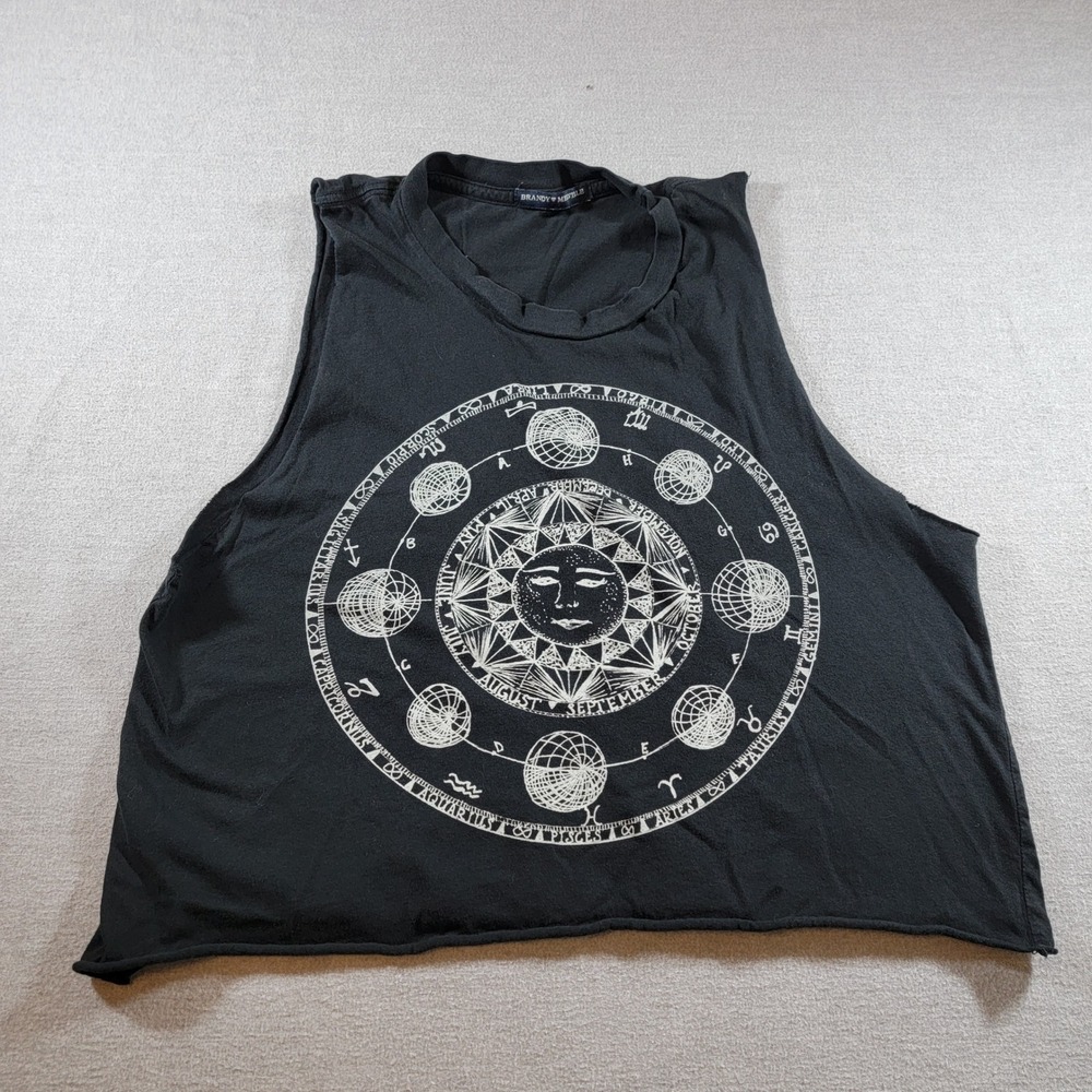 Brandy Melville Muscle Cropped Tank Womens One Size S/M Black Excellent Zodiac